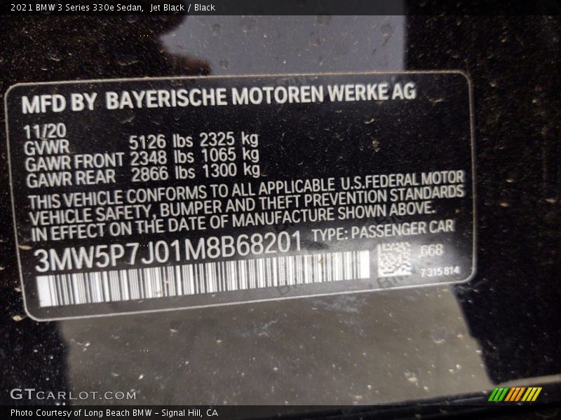 Jet Black / Black 2021 BMW 3 Series 330e Sedan