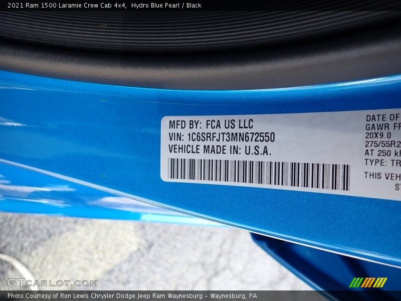 Hydro Blue Pearl / Black 2021 Ram 1500 Laramie Crew Cab 4x4
