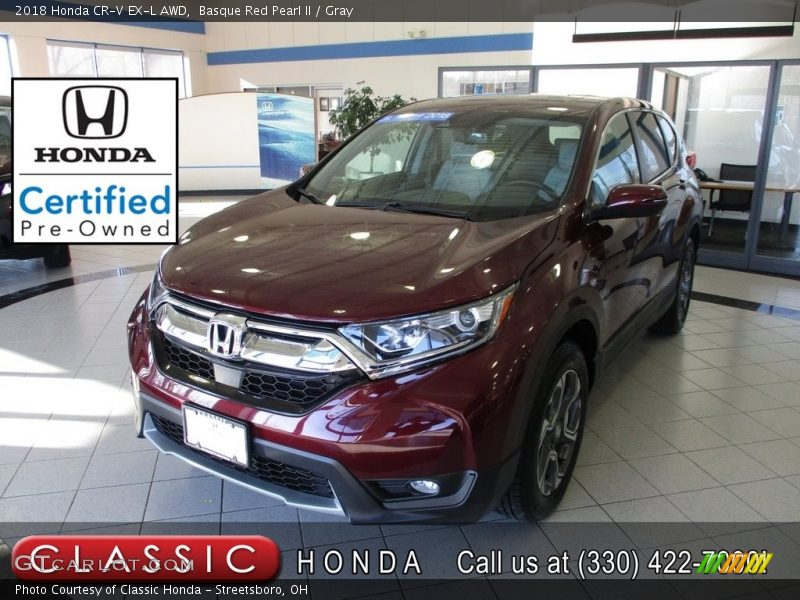 Basque Red Pearl II / Gray 2018 Honda CR-V EX-L AWD