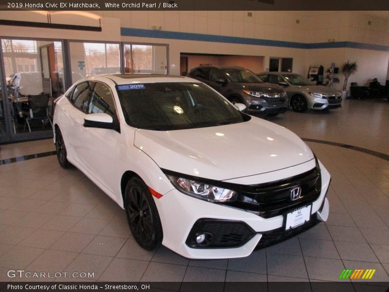 White Orchid Pearl / Black 2019 Honda Civic EX Hatchback