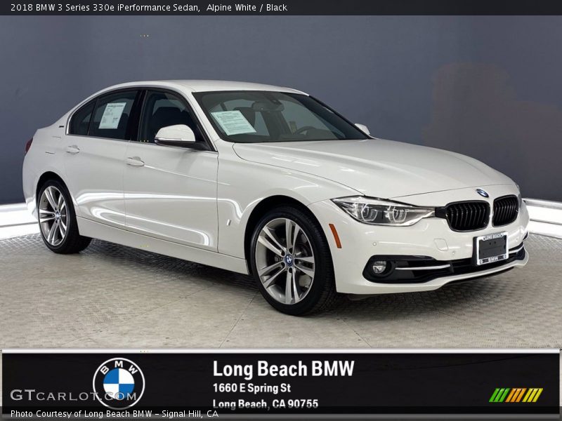 Alpine White / Black 2018 BMW 3 Series 330e iPerformance Sedan