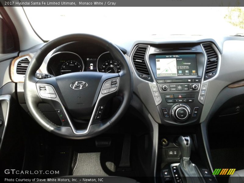 Monaco White / Gray 2017 Hyundai Santa Fe Limited Ultimate