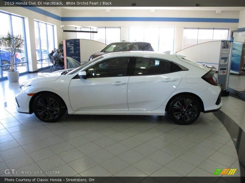 White Orchid Pearl / Black 2019 Honda Civic EX Hatchback