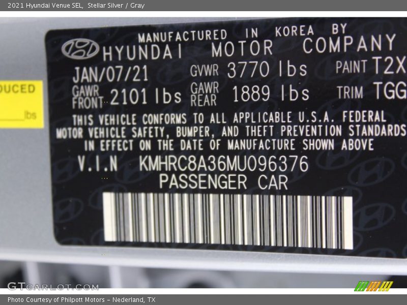 Stellar Silver / Gray 2021 Hyundai Venue SEL