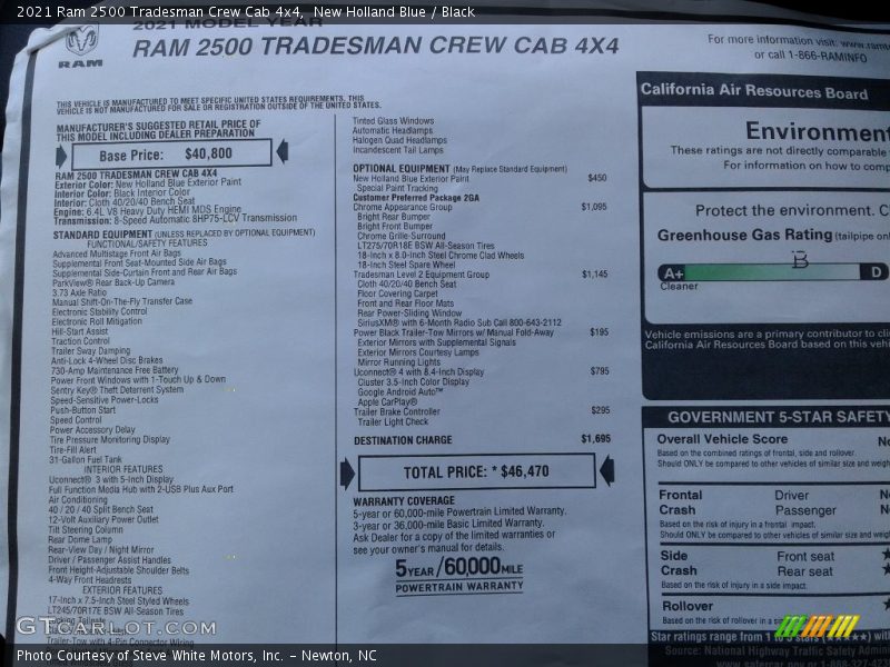 New Holland Blue / Black 2021 Ram 2500 Tradesman Crew Cab 4x4
