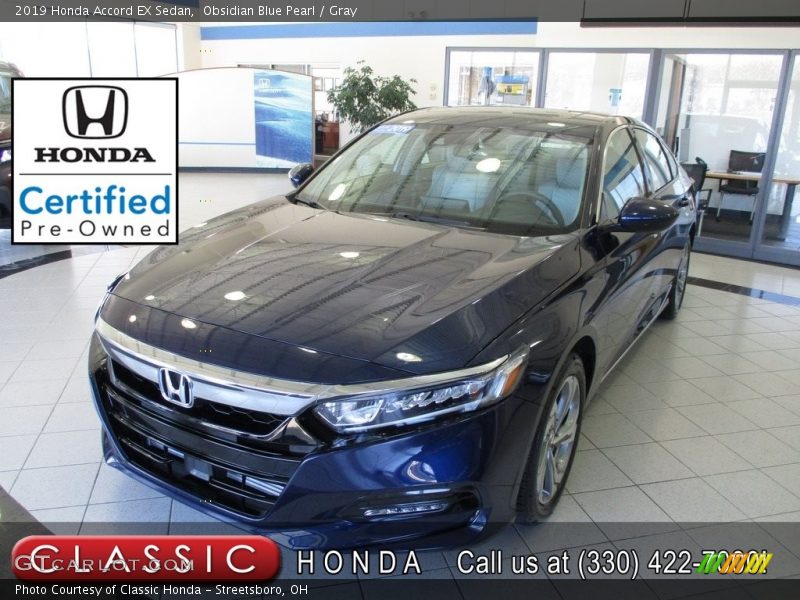Obsidian Blue Pearl / Gray 2019 Honda Accord EX Sedan