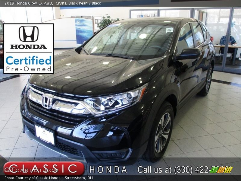 Crystal Black Pearl / Black 2019 Honda CR-V LX AWD