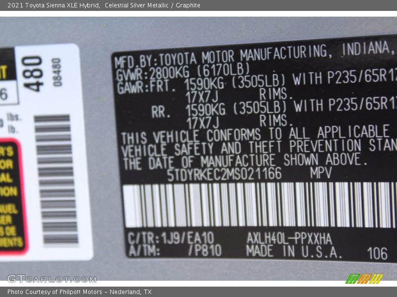 Celestial Silver Metallic / Graphite 2021 Toyota Sienna XLE Hybrid