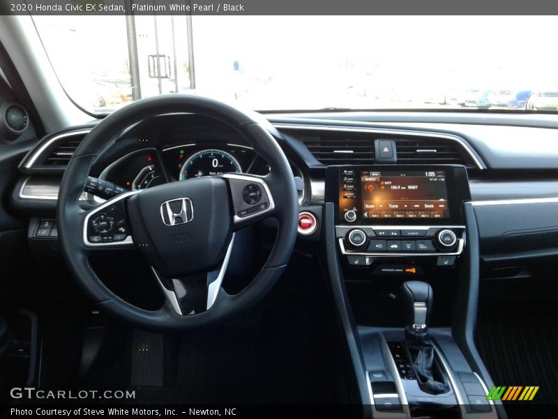 Platinum White Pearl / Black 2020 Honda Civic EX Sedan