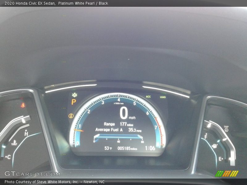 Platinum White Pearl / Black 2020 Honda Civic EX Sedan