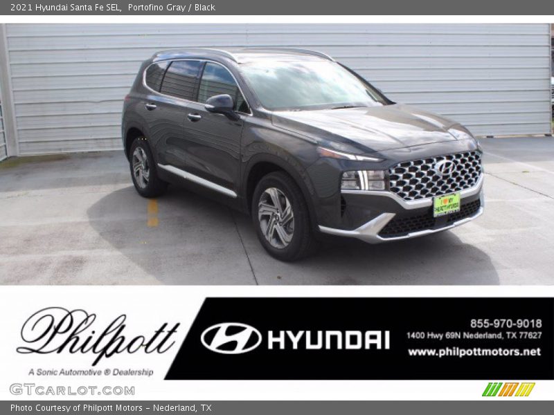 Portofino Gray / Black 2021 Hyundai Santa Fe SEL