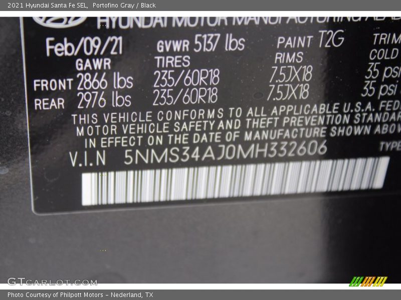 Portofino Gray / Black 2021 Hyundai Santa Fe SEL