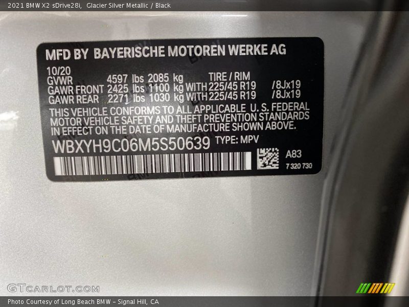 Glacier Silver Metallic / Black 2021 BMW X2 sDrive28i