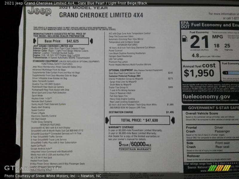 Slate Blue Pearl / Light Frost Beige/Black 2021 Jeep Grand Cherokee Limited 4x4