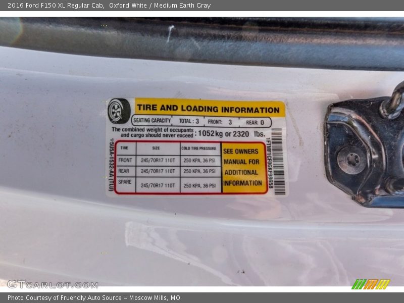 Oxford White / Medium Earth Gray 2016 Ford F150 XL Regular Cab