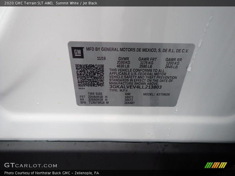Summit White / Jet Black 2020 GMC Terrain SLT AWD