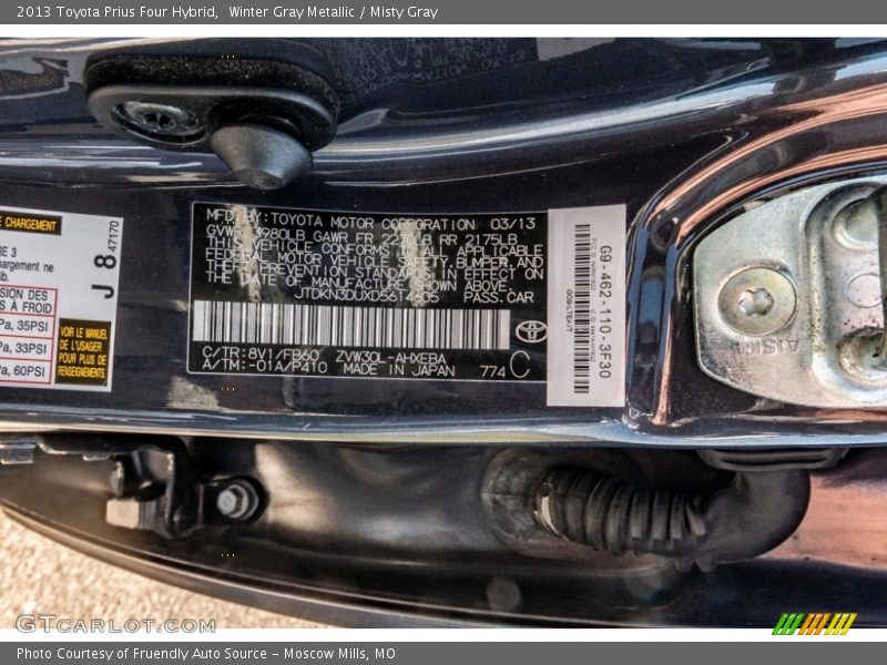Winter Gray Metallic / Misty Gray 2013 Toyota Prius Four Hybrid