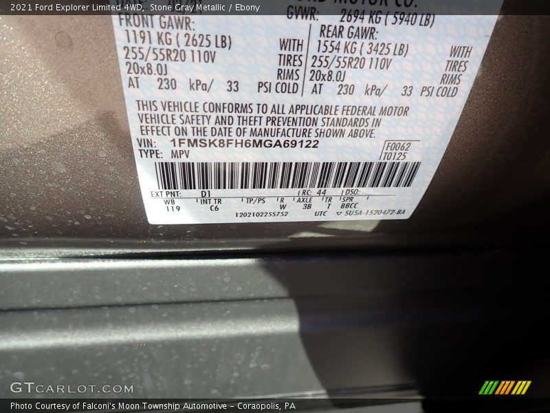 Stone Gray Metallic / Ebony 2021 Ford Explorer Limited 4WD