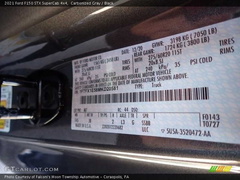 Carbonized Gray / Black 2021 Ford F150 STX SuperCab 4x4