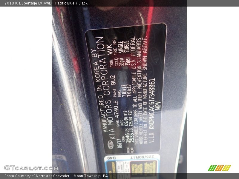 Pacific Blue / Black 2018 Kia Sportage LX AWD
