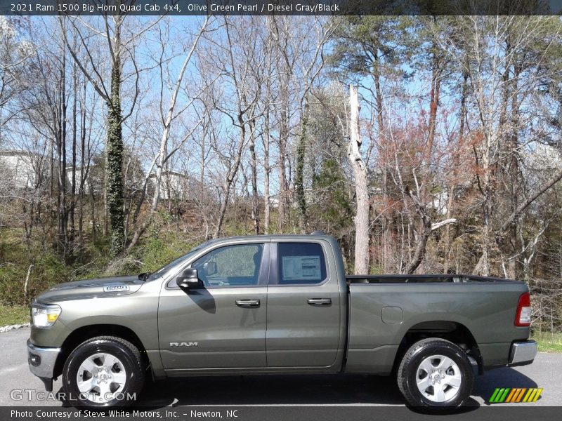 Olive Green Pearl / Diesel Gray/Black 2021 Ram 1500 Big Horn Quad Cab 4x4