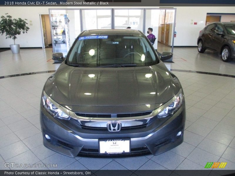 Modern Steel Metallic / Black 2018 Honda Civic EX-T Sedan