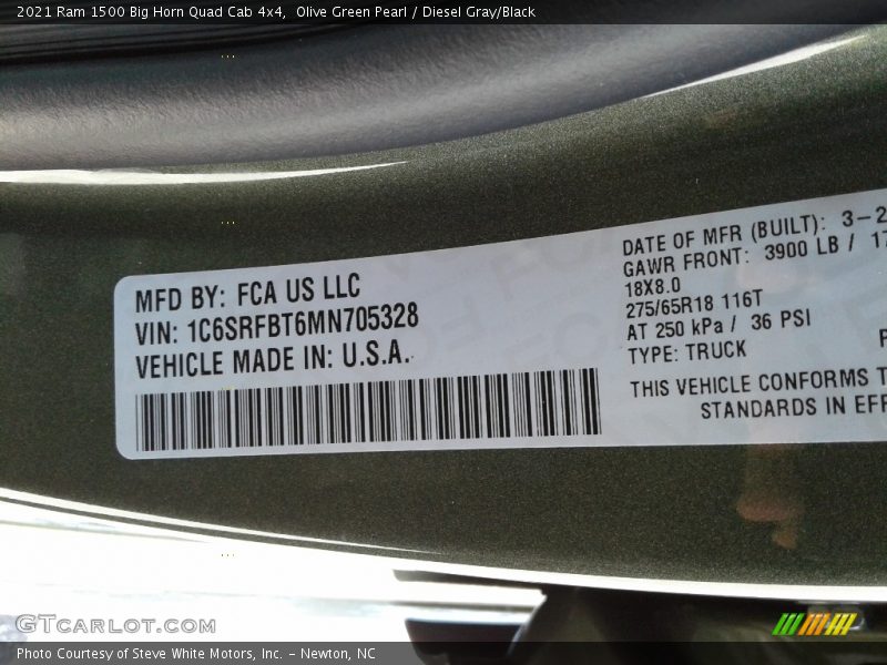 Olive Green Pearl / Diesel Gray/Black 2021 Ram 1500 Big Horn Quad Cab 4x4