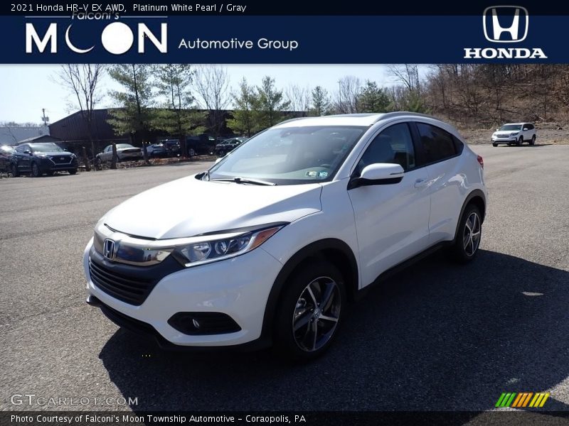 Platinum White Pearl / Gray 2021 Honda HR-V EX AWD