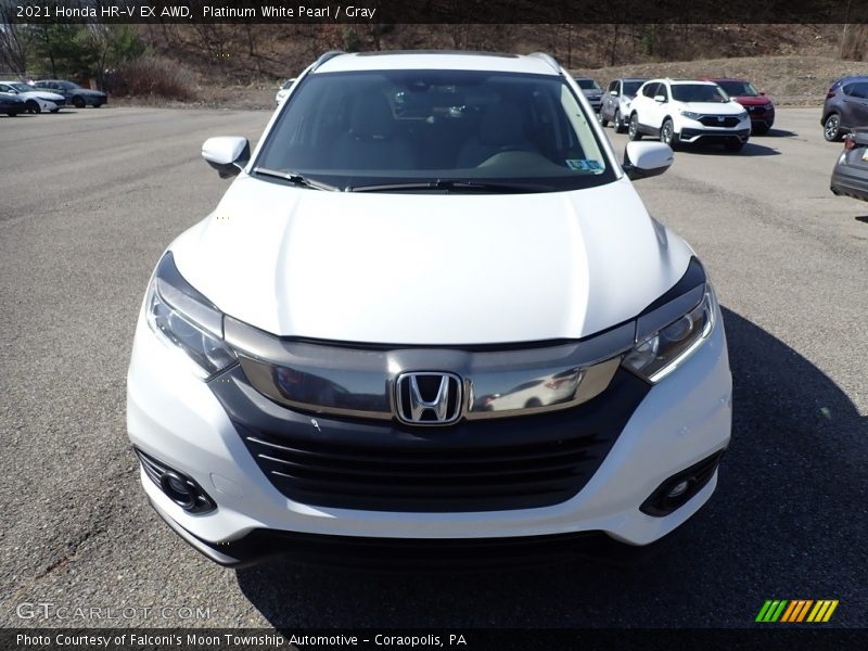 Platinum White Pearl / Gray 2021 Honda HR-V EX AWD