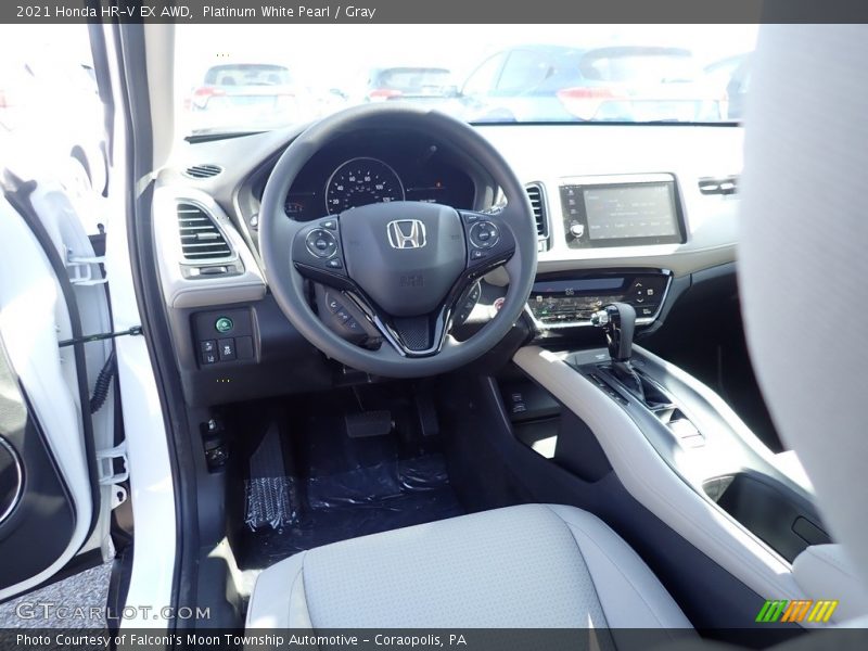 Platinum White Pearl / Gray 2021 Honda HR-V EX AWD