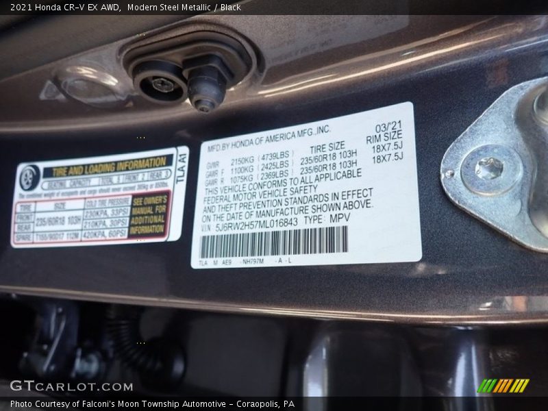 Modern Steel Metallic / Black 2021 Honda CR-V EX AWD