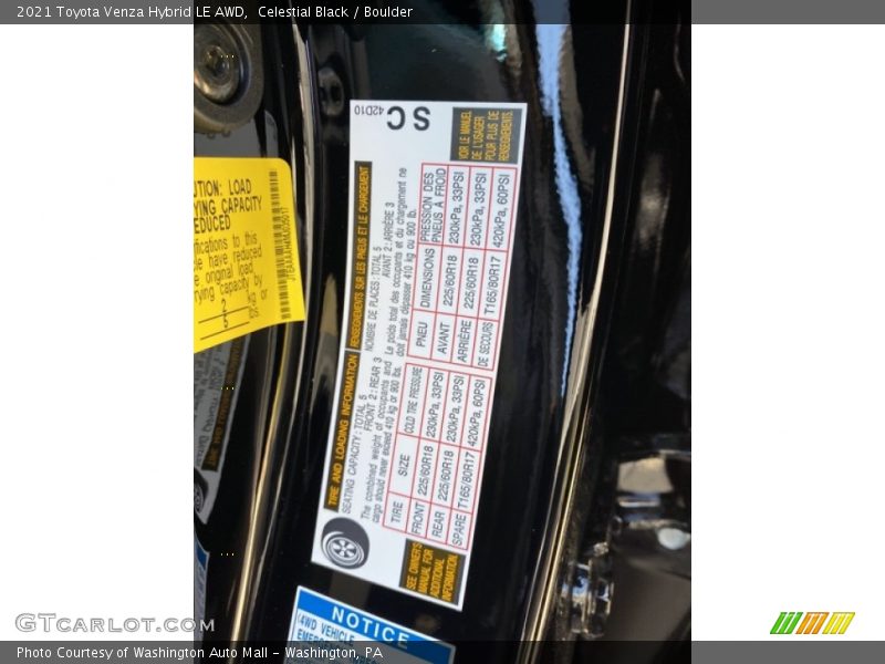 Celestial Black / Boulder 2021 Toyota Venza Hybrid LE AWD