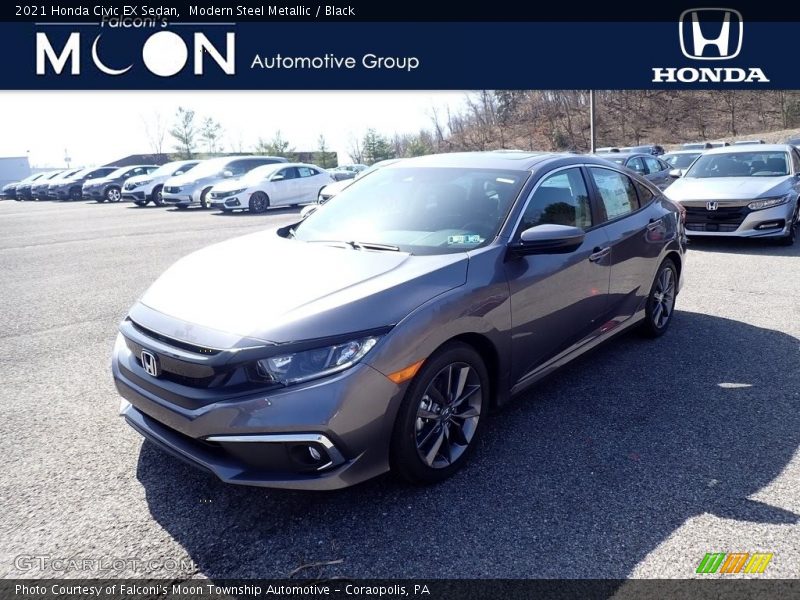 Modern Steel Metallic / Black 2021 Honda Civic EX Sedan