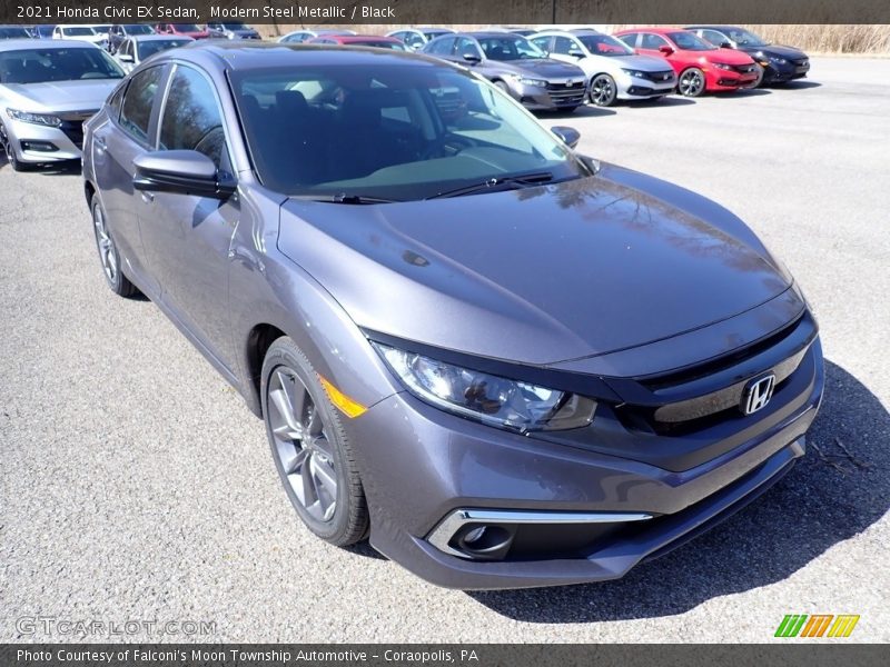 Modern Steel Metallic / Black 2021 Honda Civic EX Sedan