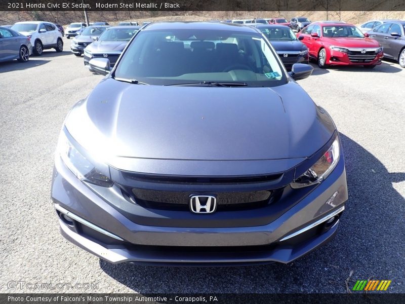 Modern Steel Metallic / Black 2021 Honda Civic EX Sedan
