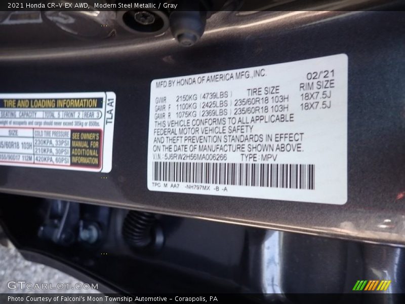Modern Steel Metallic / Gray 2021 Honda CR-V EX AWD