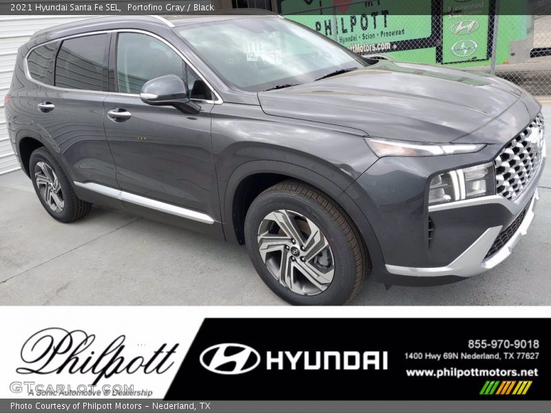 Portofino Gray / Black 2021 Hyundai Santa Fe SEL