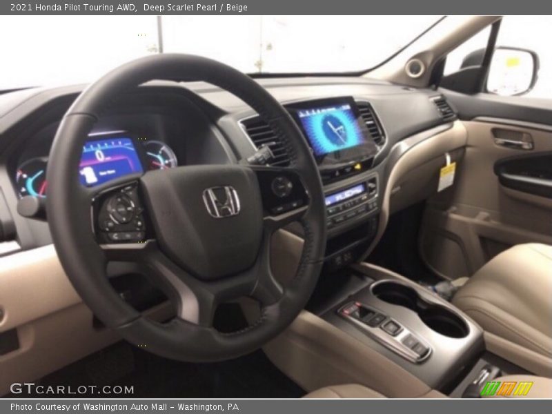 Deep Scarlet Pearl / Beige 2021 Honda Pilot Touring AWD