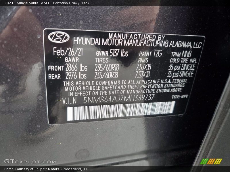 Portofino Gray / Black 2021 Hyundai Santa Fe SEL