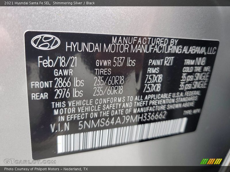 Shimmering Silver / Black 2021 Hyundai Santa Fe SEL