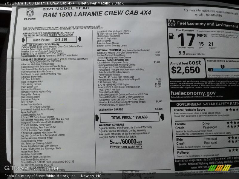 Billet Silver Metallic / Black 2021 Ram 1500 Laramie Crew Cab 4x4