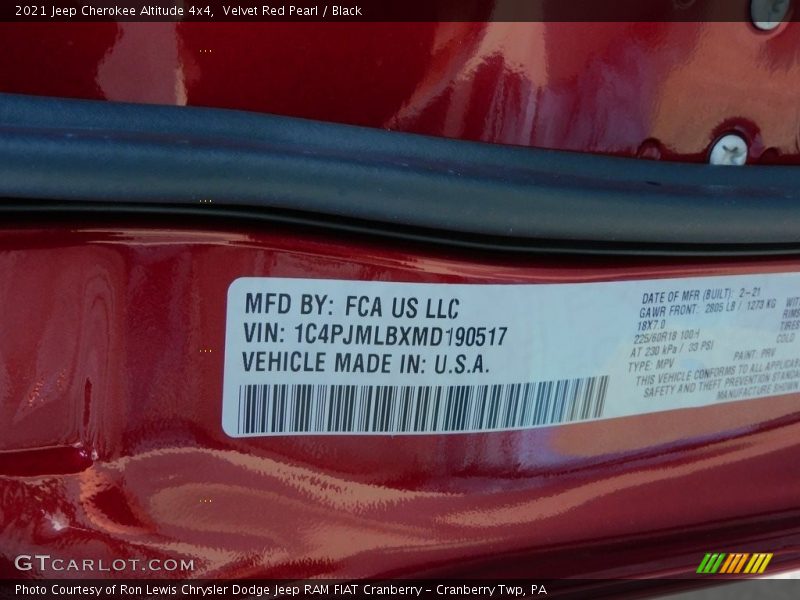 Velvet Red Pearl / Black 2021 Jeep Cherokee Altitude 4x4
