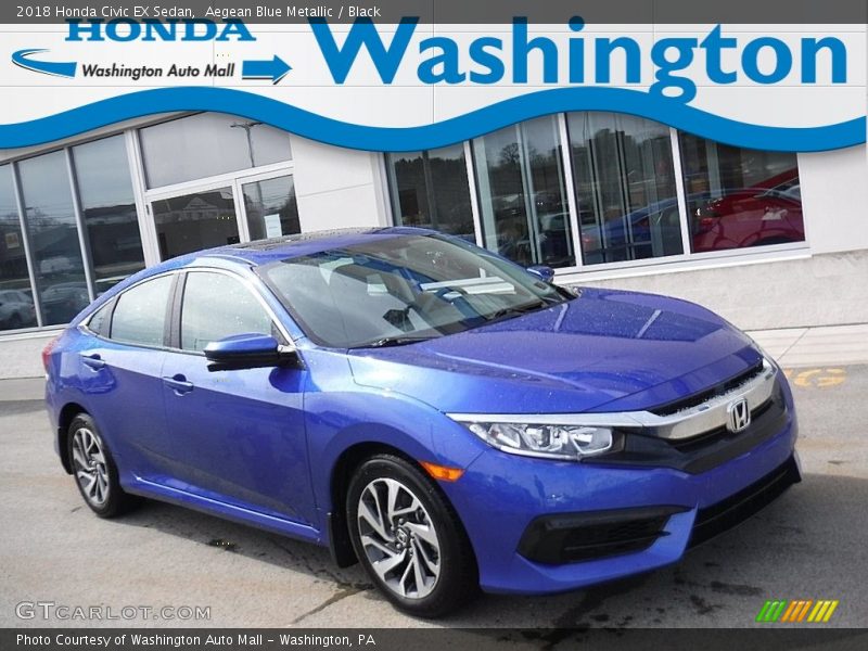 Aegean Blue Metallic / Black 2018 Honda Civic EX Sedan