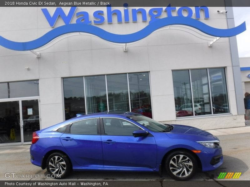 Aegean Blue Metallic / Black 2018 Honda Civic EX Sedan