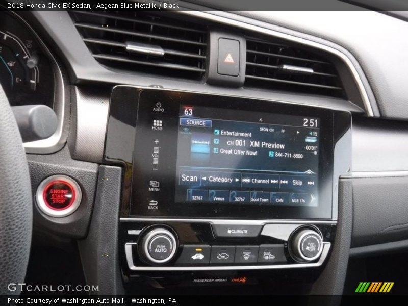 Aegean Blue Metallic / Black 2018 Honda Civic EX Sedan