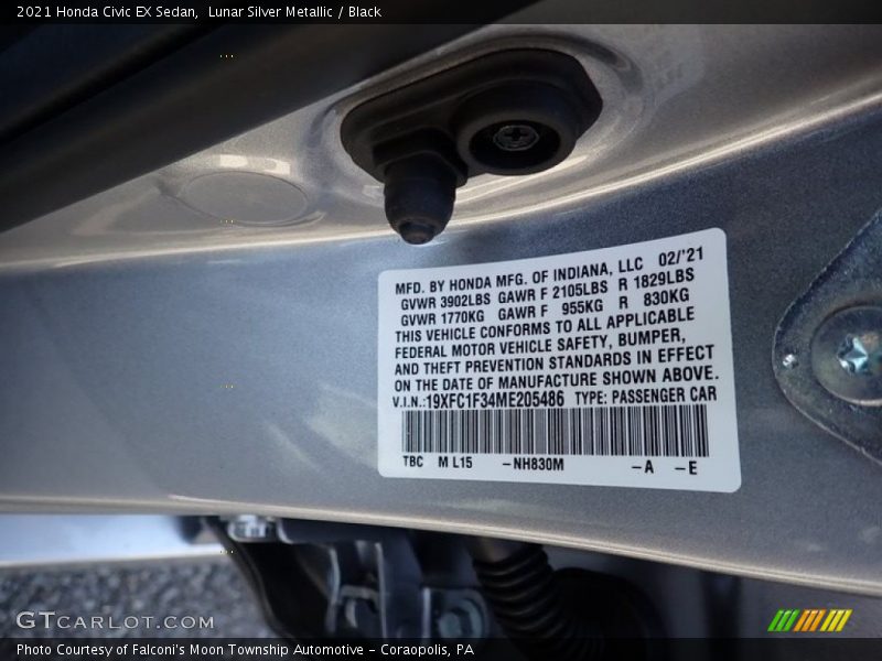 Lunar Silver Metallic / Black 2021 Honda Civic EX Sedan