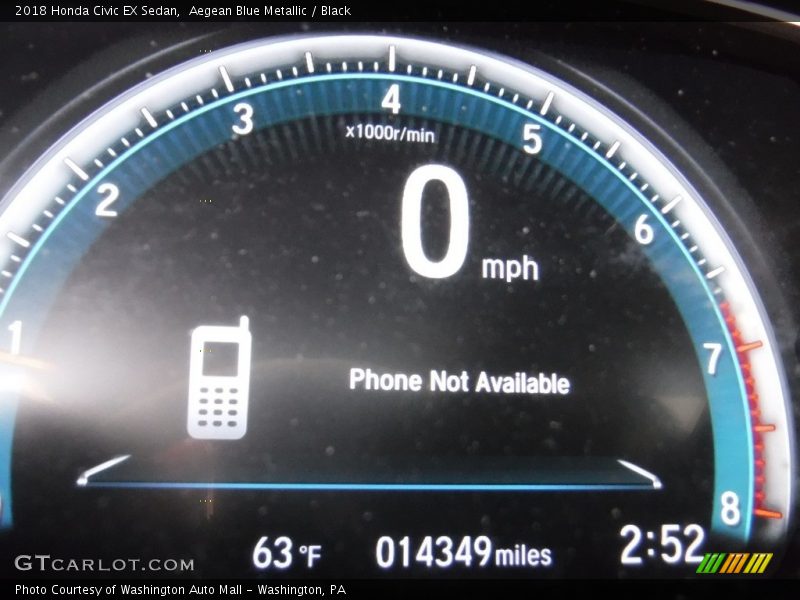 Aegean Blue Metallic / Black 2018 Honda Civic EX Sedan