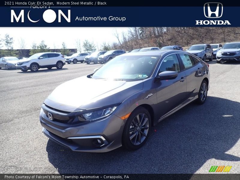 Modern Steel Metallic / Black 2021 Honda Civic EX Sedan