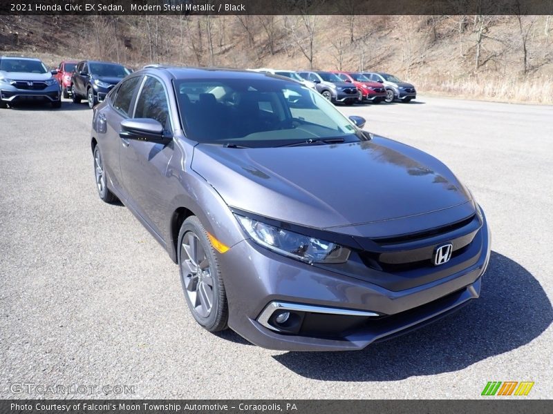 Modern Steel Metallic / Black 2021 Honda Civic EX Sedan