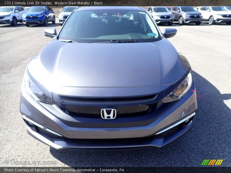 Modern Steel Metallic / Black 2021 Honda Civic EX Sedan